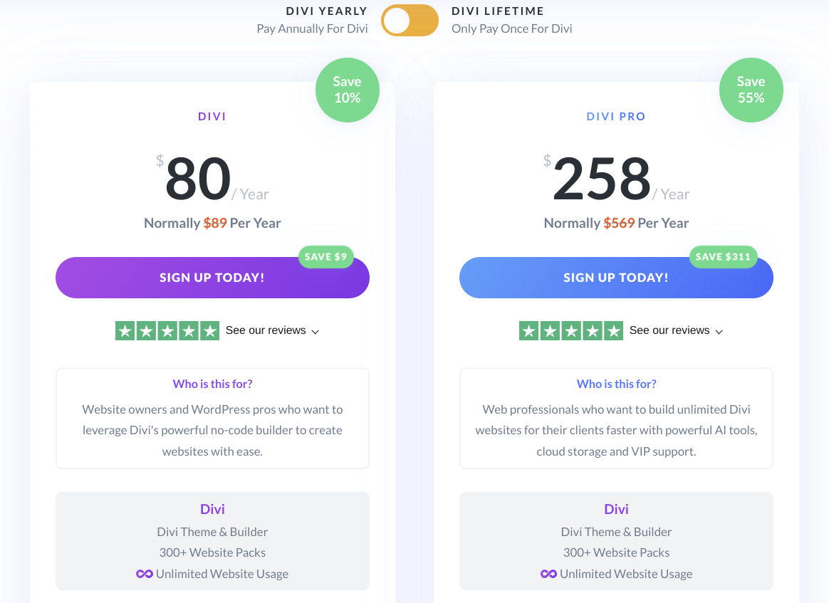 Divi pricing plans 2024
