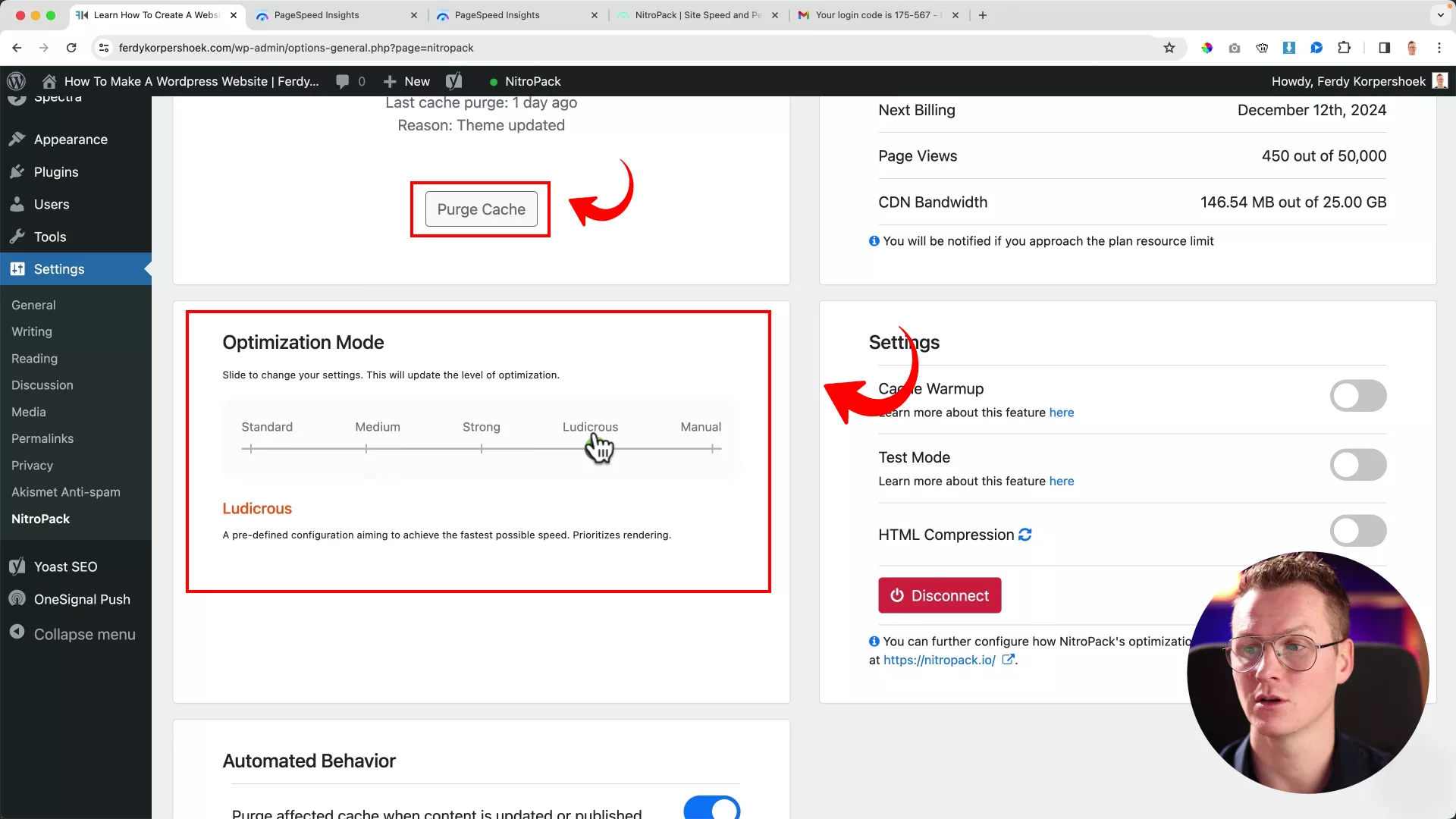 Change optimization mode on NitroPack