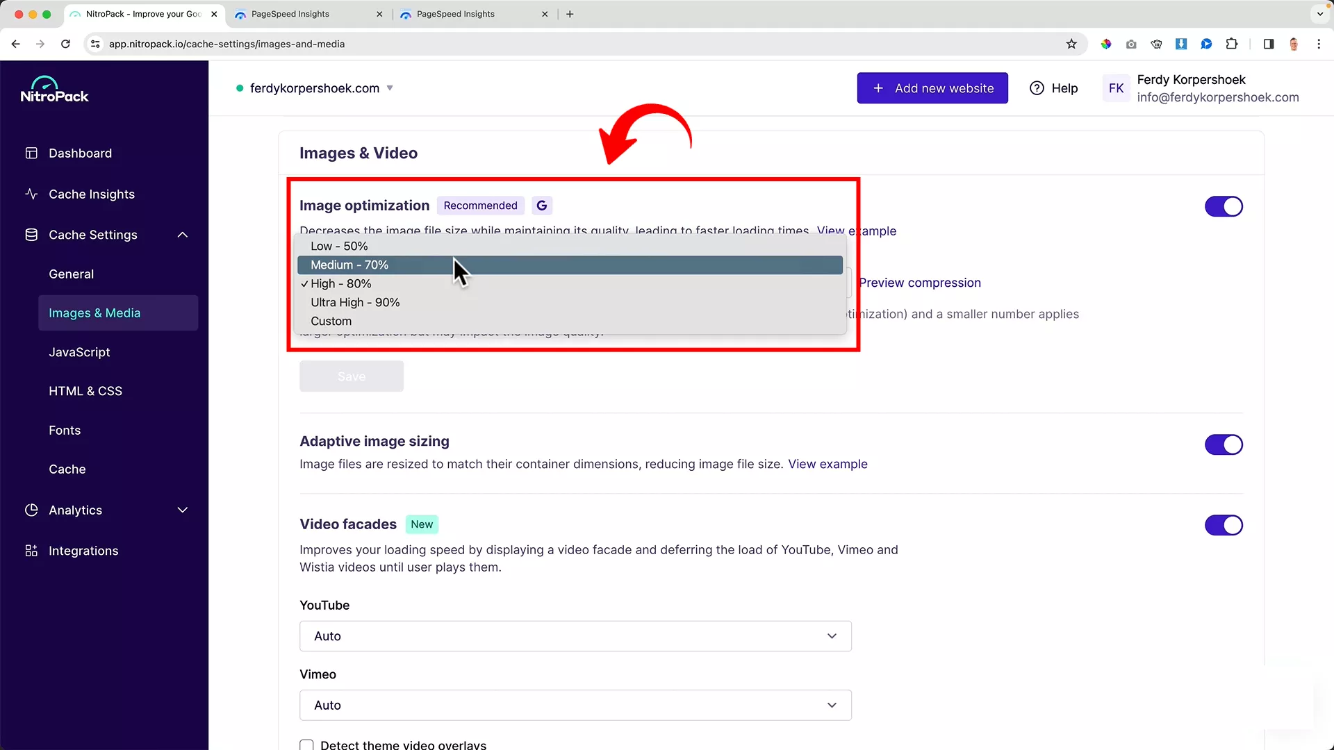 NitroPack image optimization