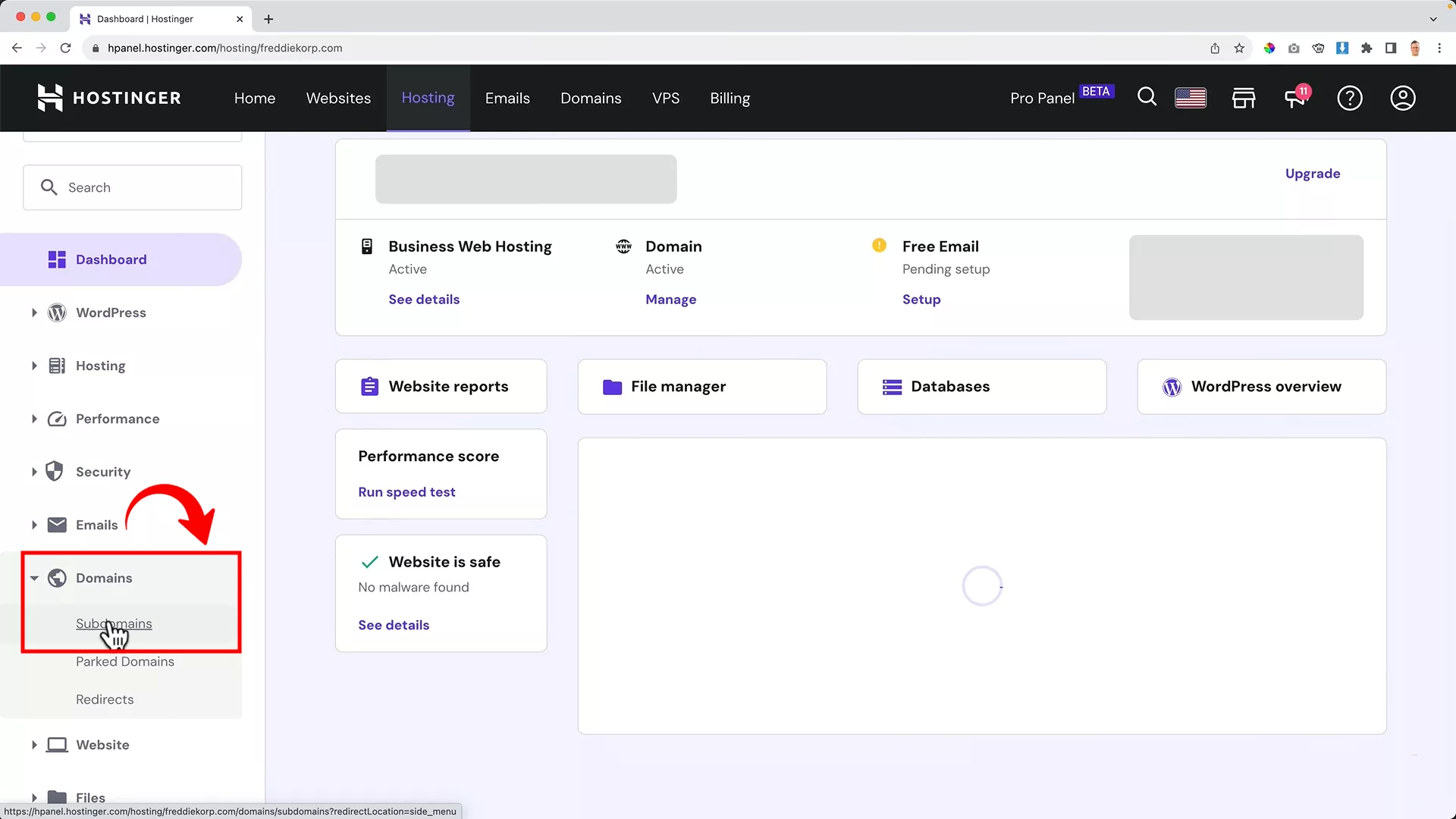 Set up a sub domain on WordPress website
