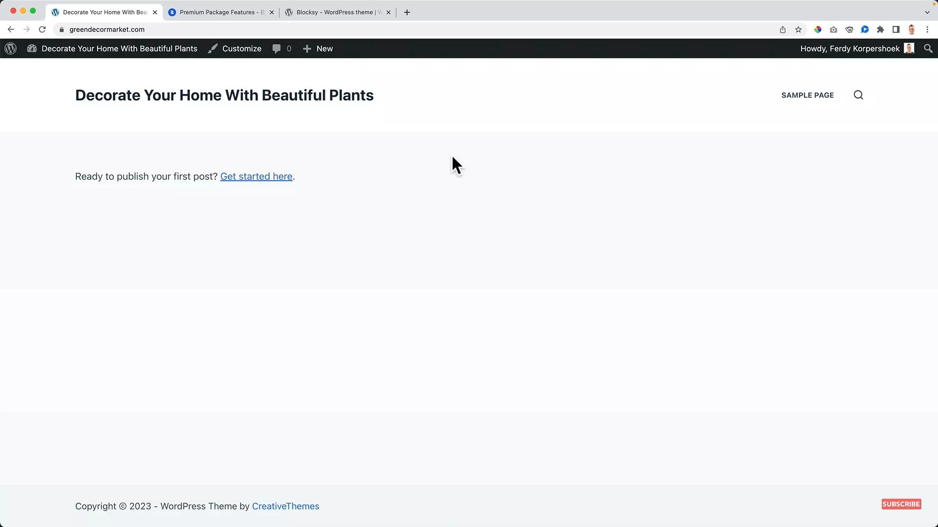 Blocksy theme display on WordPress