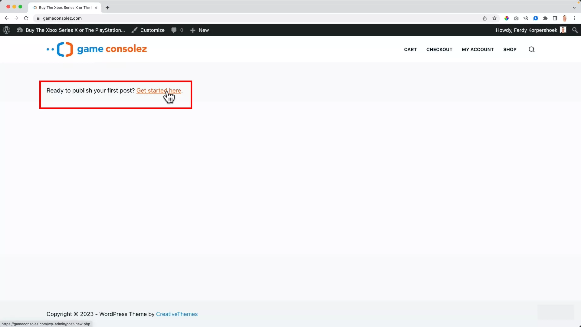 default homepage setting WooCommerce