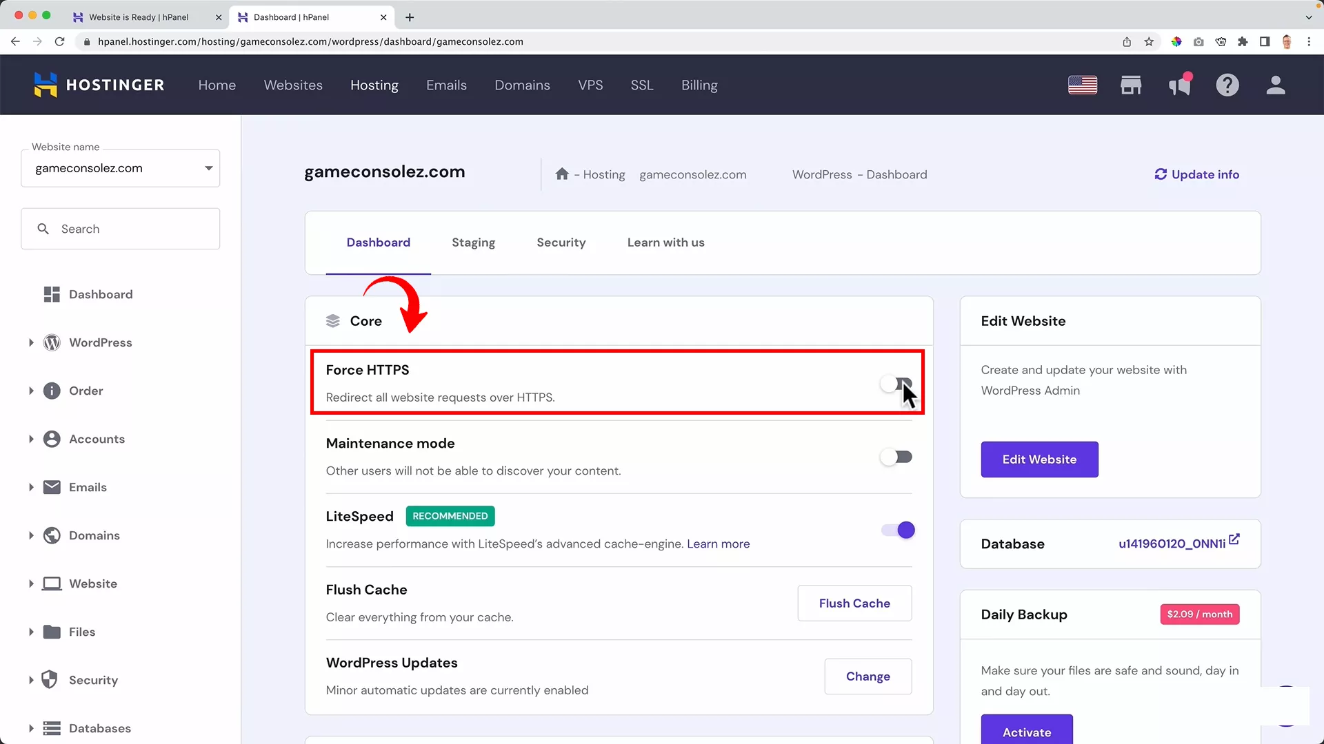 Install SSL on hostinger