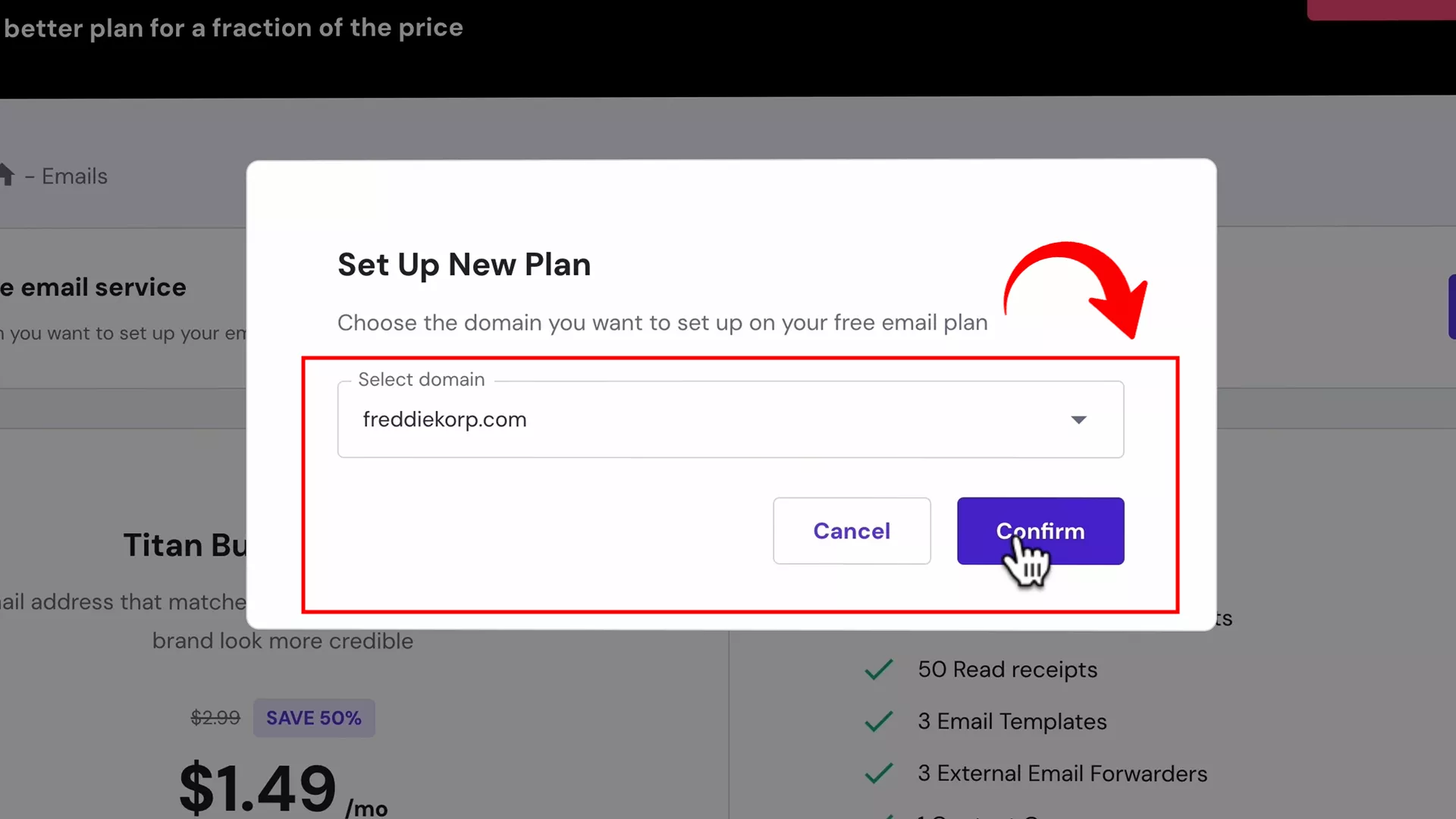Set up domain email address using hostinger