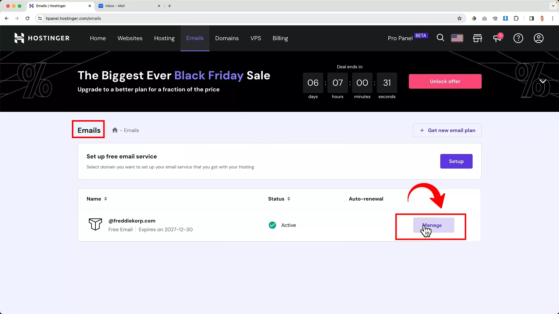 Configure your domain based email account on hostinger