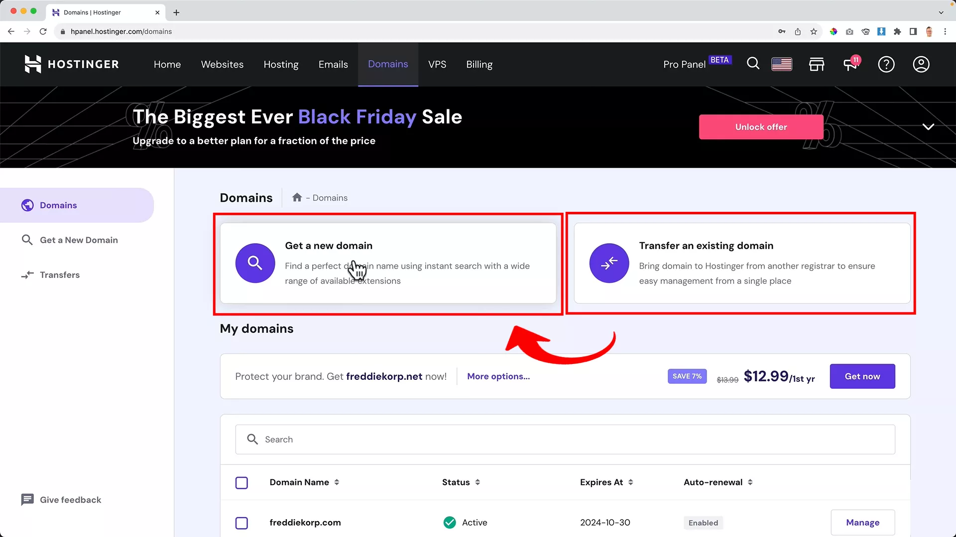 Choose domain for second WordPress website on hostinger