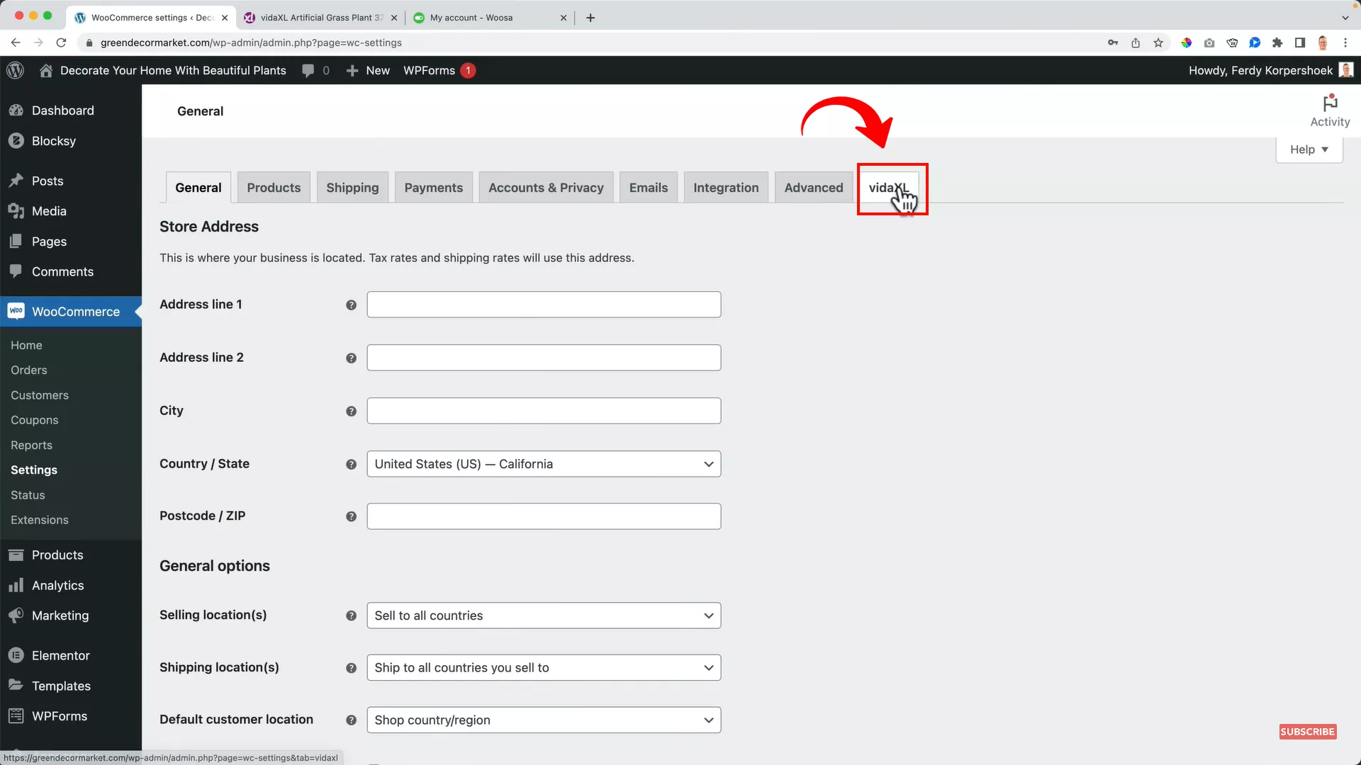 VidaXL configuration WooCommerce