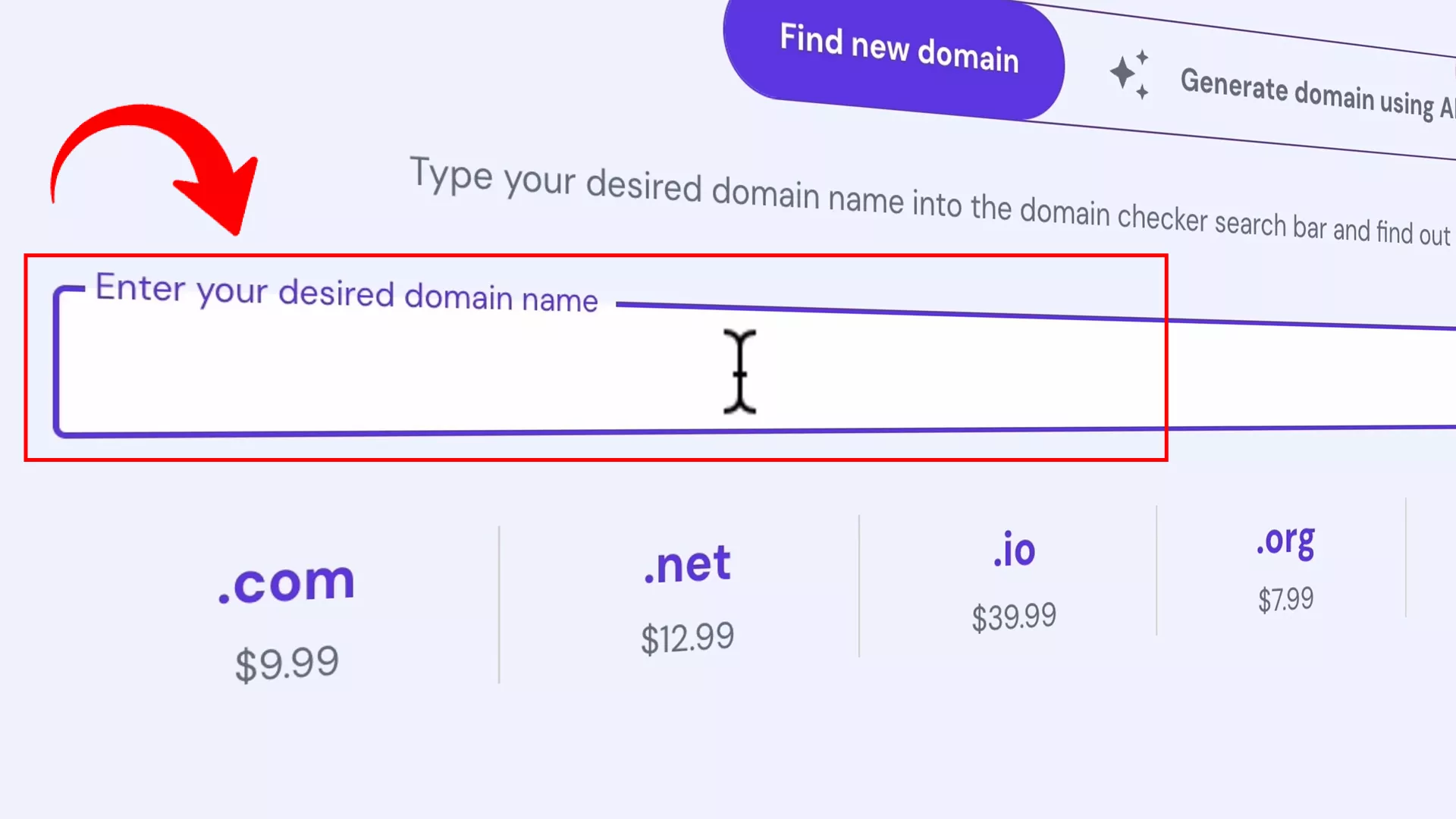 Enter your desired domain name for second WordPress website on hostinger