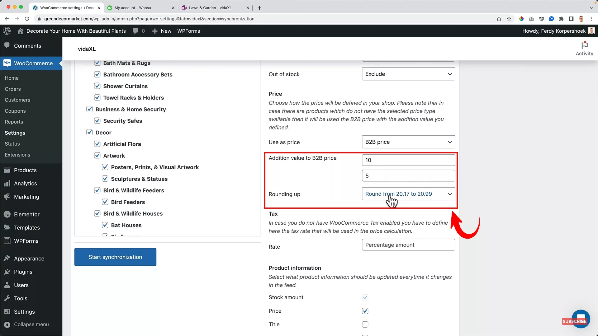 Configure VidaXL on WooCommerce