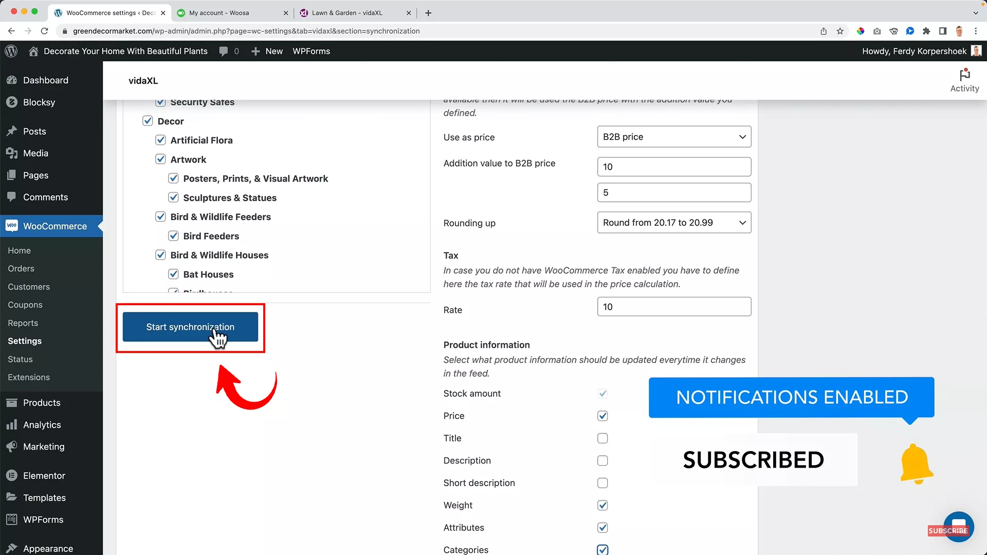 Configure VidaXL on WooCommerce