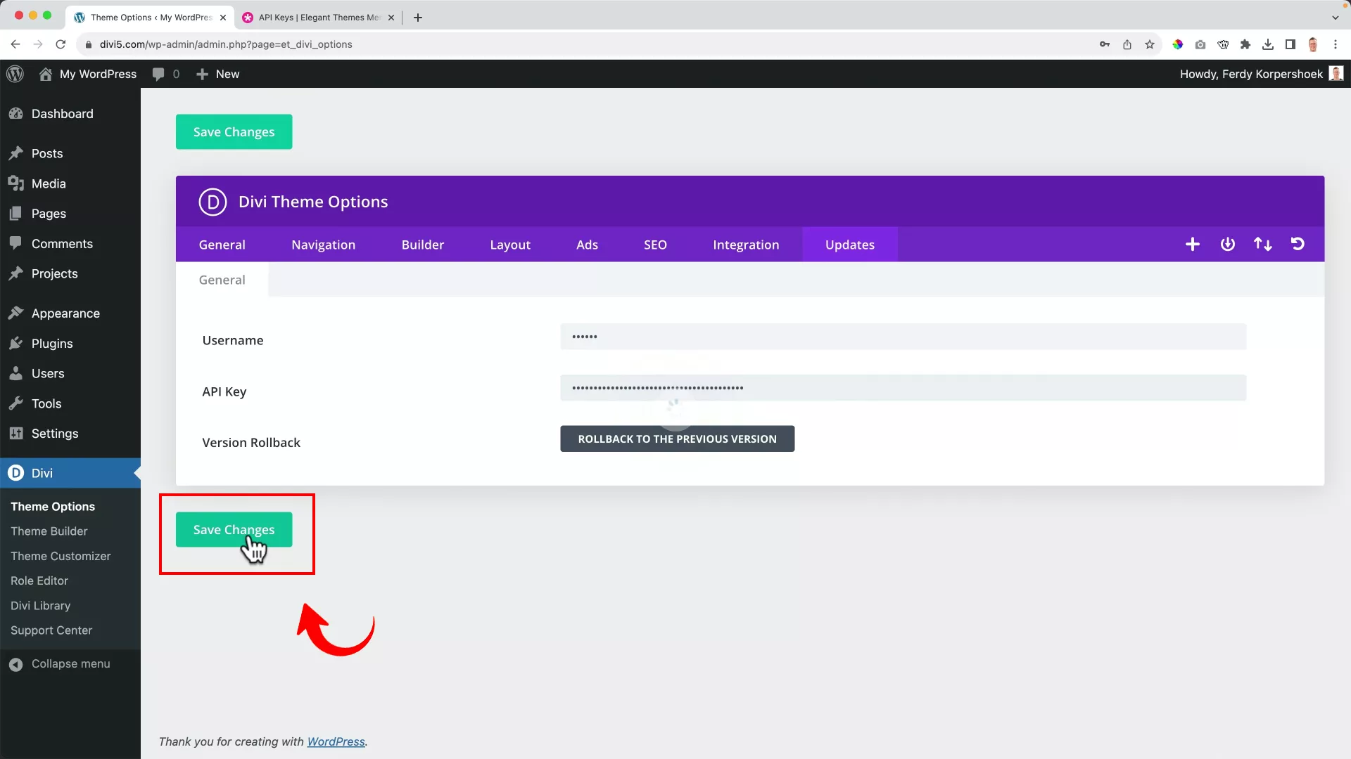 connect Divi to WordPress