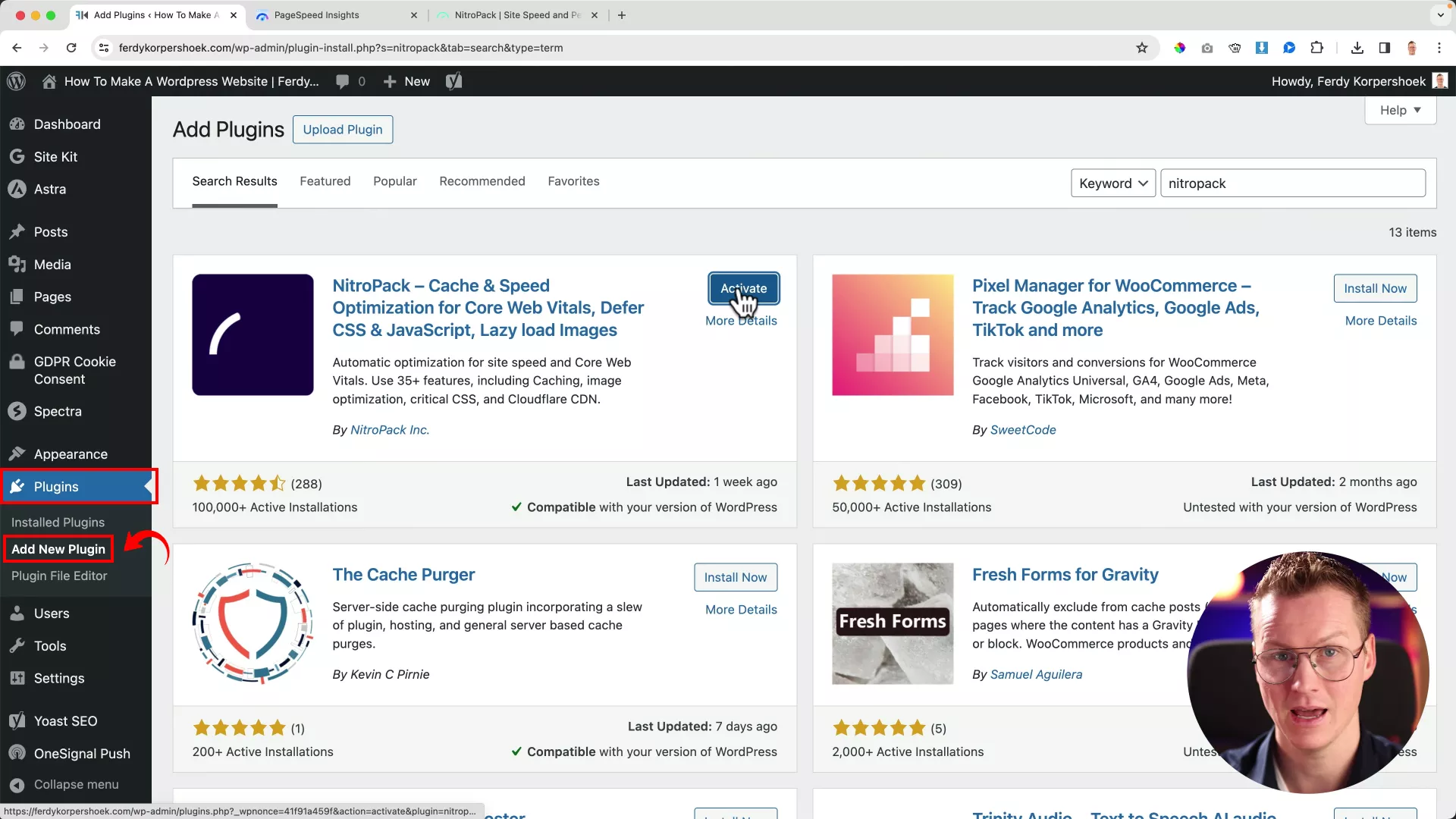 install NitroPack plugin on WordPress