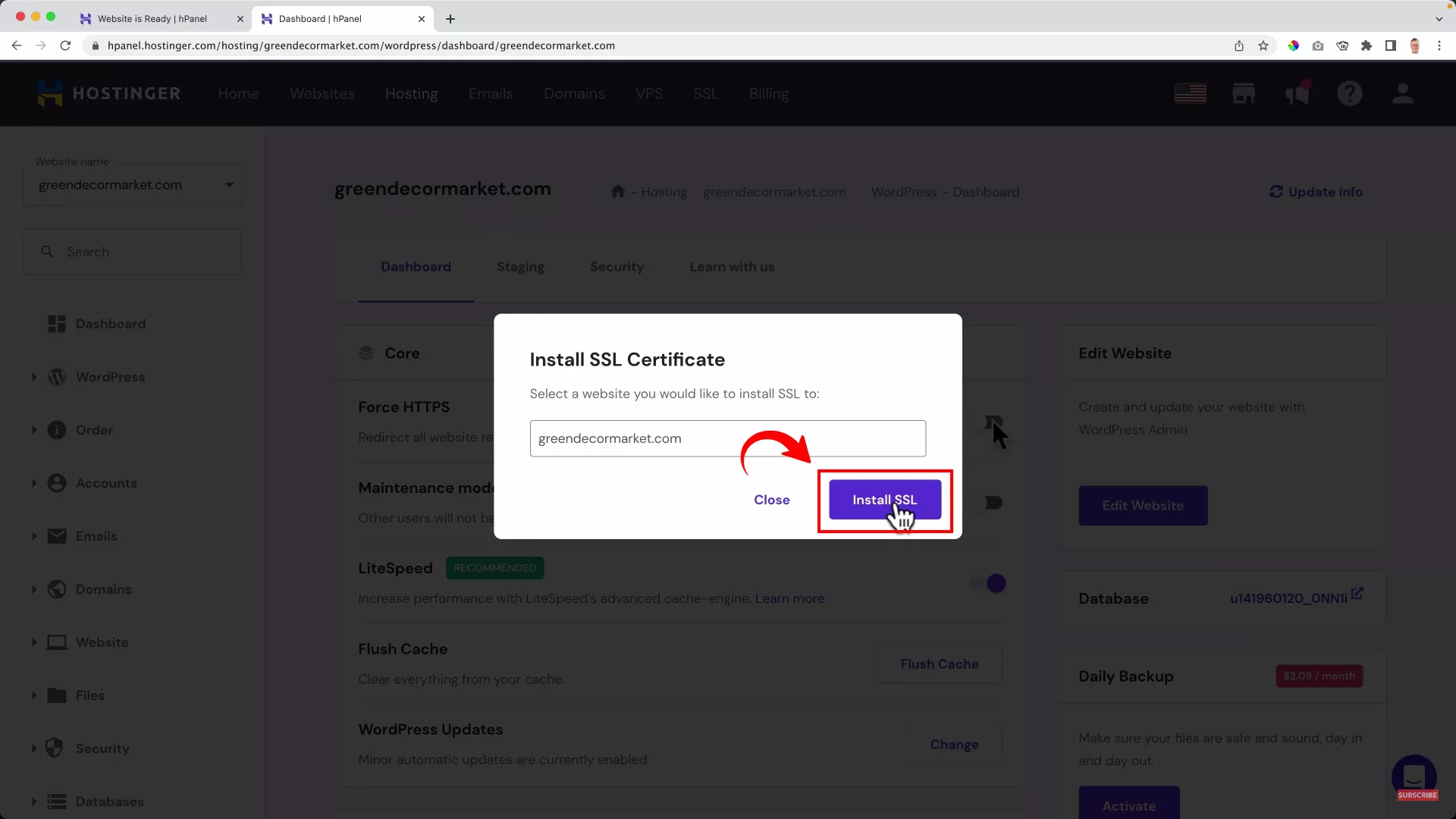enable SSL on WordPress