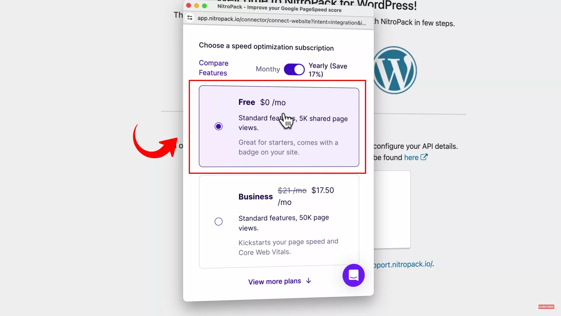 Choose a plan on nitroPack