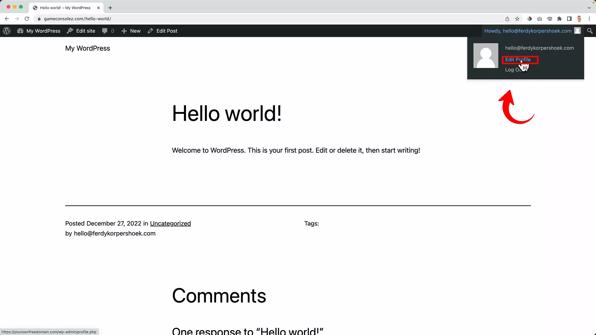 edit profile on WordPress