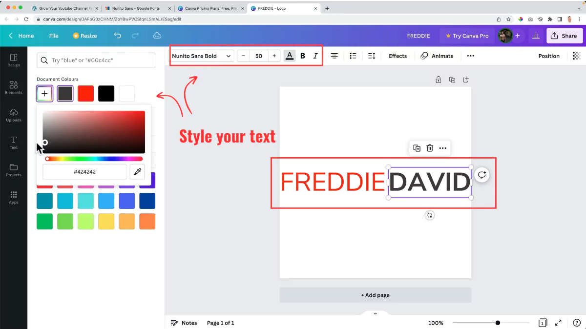 Canva style your logo