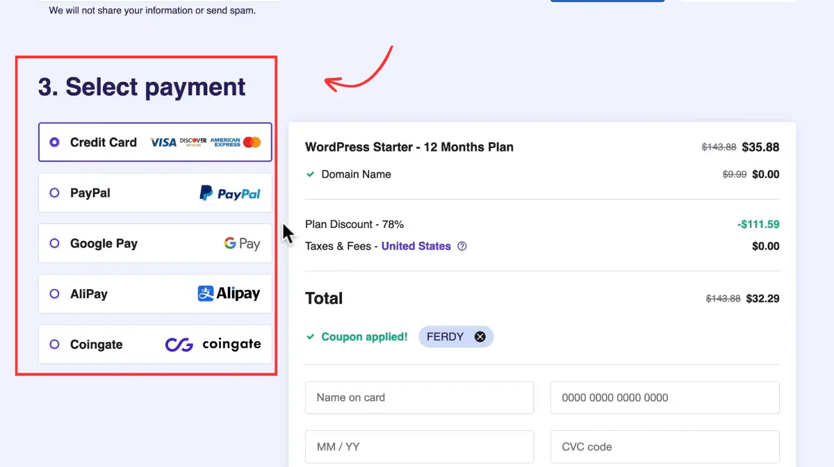 Hostinger payment methods