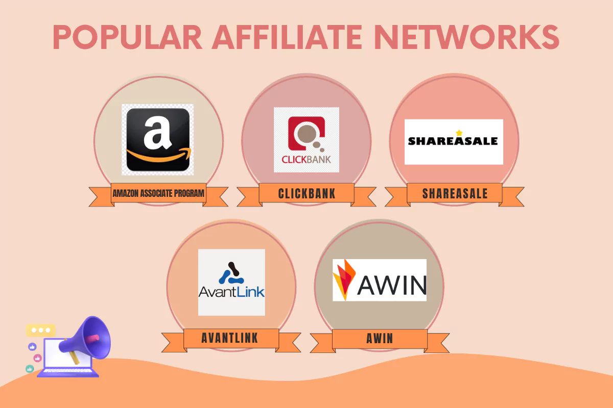 an illustration displaying the top 5 affiliate networks
