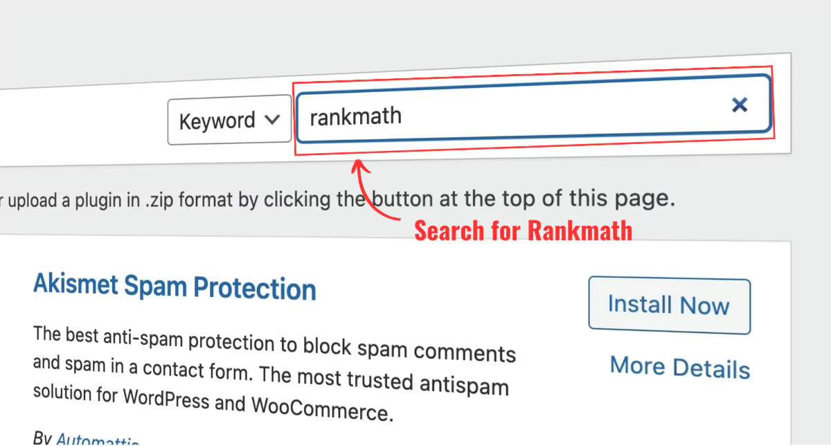 search for the RankMath plugin on WordPress